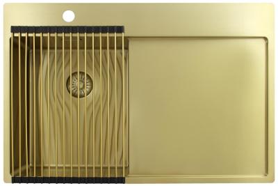 Pure.Sink Exclusivo Mała umywalka ze złota z ociekaczem 78x52 cm Bateria lewa PEX3478LT-60