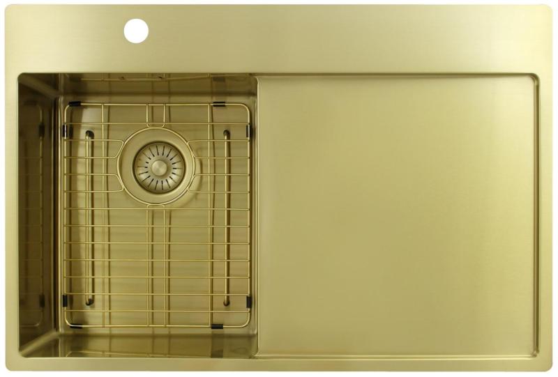 Pure.Sink Exclusivo Mała umywalka ze złota z ociekaczem 78x52 cm Bateria lewa PEX3478LT-60