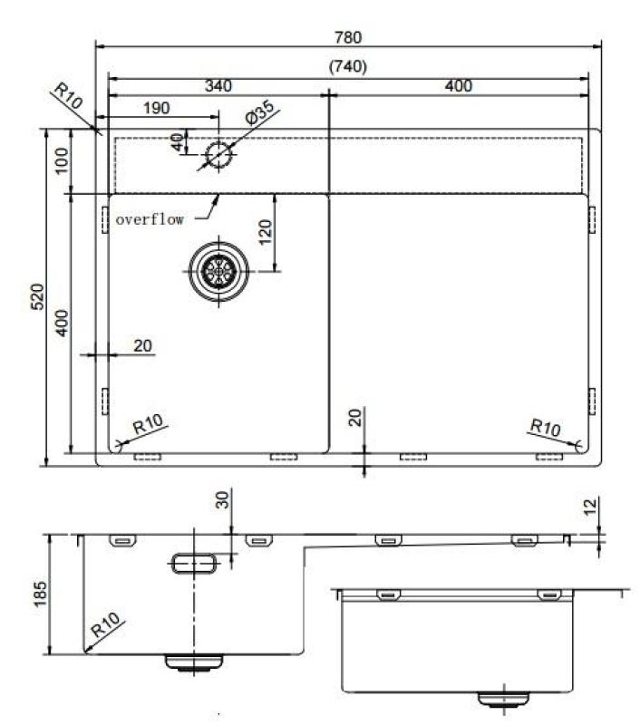 Pure.Sink Exclusivo Mała umywalka ze złota z ociekaczem 78x52 cm Bateria lewa PEX3478LT-60