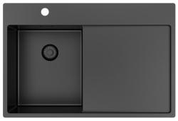 Pure.Sink Exclusivo Gun Metal mała zlew z obszarem ociekającym 78x52 cm Tapwing po lewej stronie PEX3478LT-61
