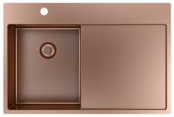 Pure.Sink Exclusivo Miedziany mały zlew z częścią ociekającą 78x52 cm Tapwing na lewo PEX3478LT-62
