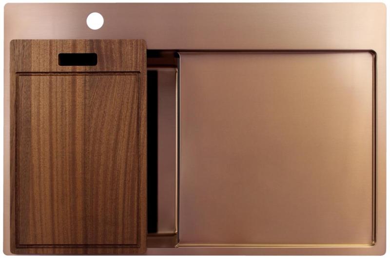 Pure.Sink Exclusivo Miedziany mały zlew z częścią ociekającą 78x52 cm Tapwing na lewo PEX3478LT-62