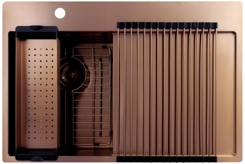 Pure.Sink Exclusivo Miedziany mały zlew z częścią ociekającą 78x52 cm Tapwing na lewo PEX3478LT-62