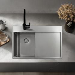 Pure.Sink Exclusivo RVS mały zlew z częścią ociekającą 78x52 cm Tapwing po prawej PEX3478RT-02