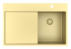 Pure.Sink Exclusivo Złoty mały zlew z obszarem ociekającym 78x52 cm Tapwing po prawej stronie PEX3478RT-60