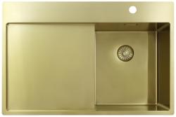 Pure.Sink Exclusivo Złoty mały zlew z obszarem ociekającym 78x52 cm Tapwing po prawej stronie PEX3478RT-60