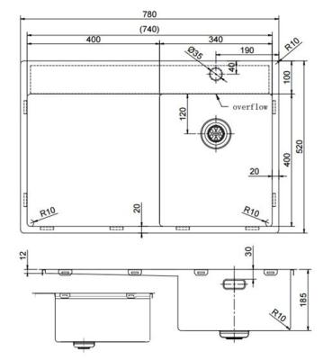 Pure.Sink Exclusivo Mała umywalka ze złota z ociekaczem 78x52 cm Bateria prawostronna PEX3478RT-60