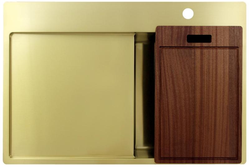 Pure.Sink Exclusivo Mała umywalka ze złota z ociekaczem 78x52 cm Bateria prawostronna PEX3478RT-60