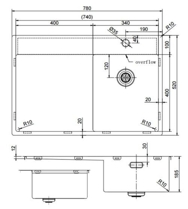 Pure.Sink Exclusivo Mała umywalka ze złota z ociekaczem 78x52 cm Bateria prawostronna PEX3478RT-60