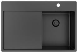 Pure.Sink Exclusivo Gun Metal mały zlew z miejscem do osuszania 78x52 cm Tapwing po prawej stronie PEX3478RT-61