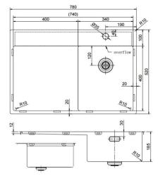 Pure.Sink Exclusivo Miedziany mały zlewozmywak z obszarem ociekającym 78x52 cm Tapwing po prawej stronie PEX3478RT-62