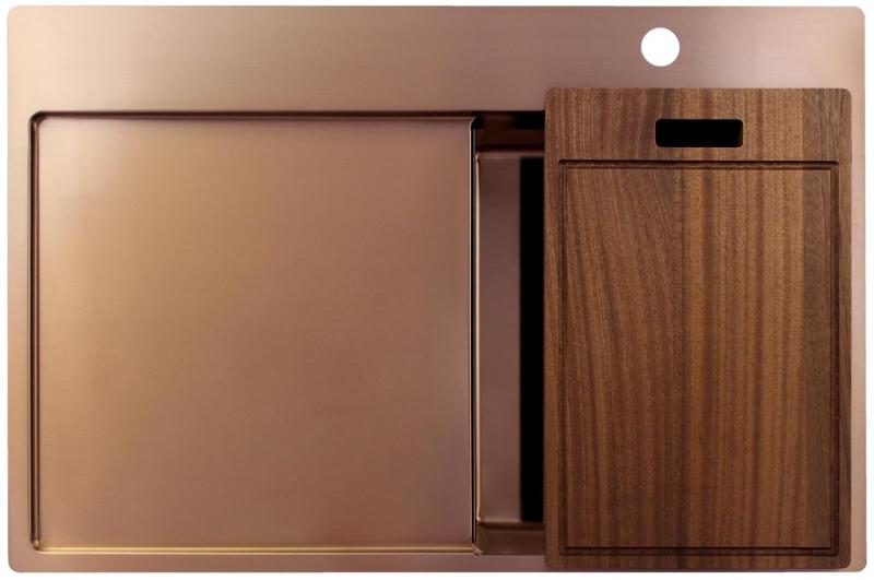 Pure.Sink Exclusivo Miedziany mały zlewozmywak z obszarem ociekającym 78x52 cm Tapwing po prawej stronie PEX3478RT-62