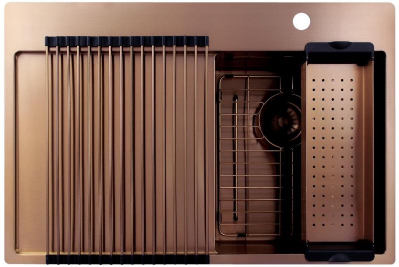 Pure.Sink Exclusivo Miedziany mały zlewozmywak z obszarem ociekającym 78x52 cm Tapwing po prawej stronie PEX3478RT-62