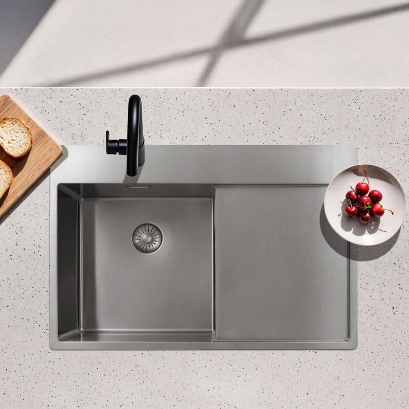 Pure.Sink Exclusivo RVS zlew z częścią ociekową 78x52 cm Tapwing po lewej stronie PEX4078LT-02