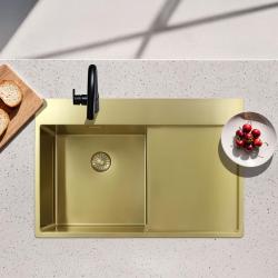 Pure.Sink Exclusivo Złoty zlew z miejscem na ociekanie 78x52 cm Tapwing po lewej stronie PEX4078LT-60