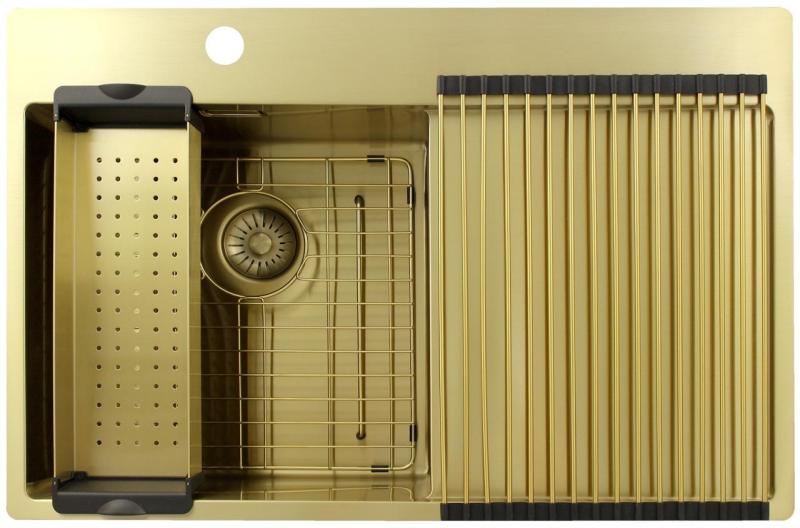 Pure.Sink Exclusivo Złoty zlew z ociekaczem 78x52 cm Bateria lewa PEX4078LT-60