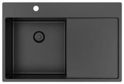 Pure.Sink Exclusivo Gun Metal zlew z częścią ociekającą 78x52 cm Tapwing po lewej stronie PEX4078LT-61