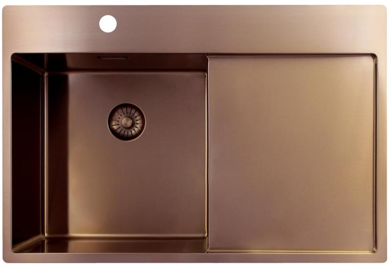 Pure.Sink Exclusivo Miedziany zlew z obszarem ociekającym 78x52 cm Tapwing po lewej stronie PEX4078LT-62