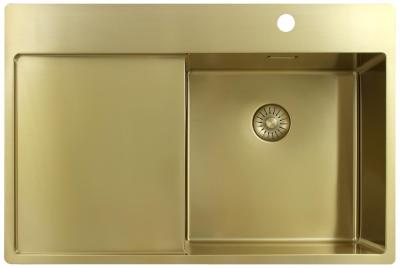 Pure.Sink Exclusivo Złoty zlew z ociekaczem 78x52 cm Bateria prawostronna PEX4078RT-60