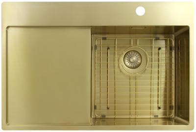 Pure.Sink Exclusivo Złoty zlew z ociekaczem 78x52 cm Bateria prawostronna PEX4078RT-60