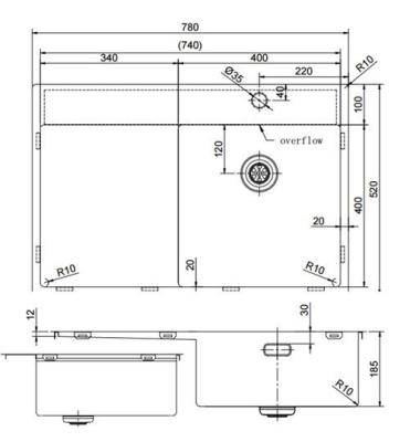 Pure.Sink Exclusivo Złoty zlew z ociekaczem 78x52 cm Bateria prawostronna PEX4078RT-60