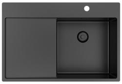 Pure.Sink Exclusivo Gun Metal zlew z miejscem do osuszania 78x52 cm Tapwing po prawej stronie PEX4078RT-61