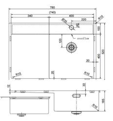 Pure.Sink Exclusivo Gun Metal zlew z miejscem do osuszania 78x52 cm Tapwing po prawej stronie PEX4078RT-61