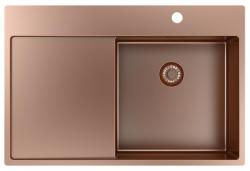 Pure.Sink Exclusivo Miedziany zlew z częścią ociekową 78x52 cm Tapwing po prawej stronie PEX4078RT-62