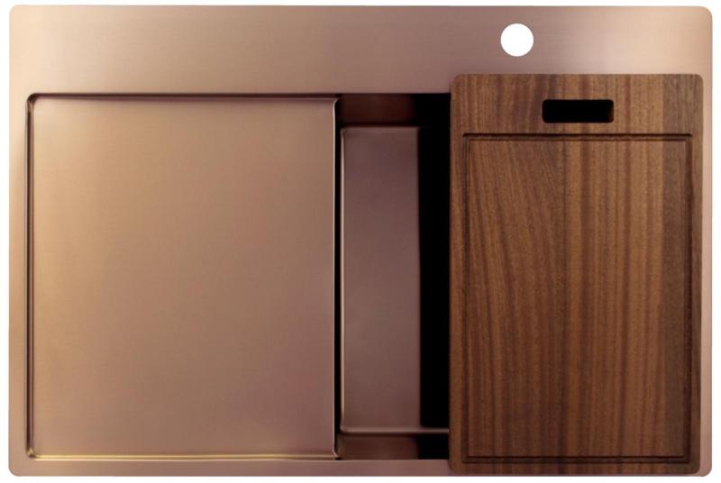 Pure.Sink Exclusivo Miedziany zlew z częścią ociekową 78x52 cm Tapwing po prawej stronie PEX4078RT-62