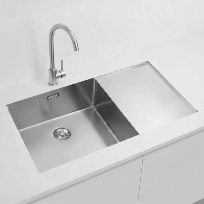 Pure.Sink Exclusivo stal nierdzewna zlew z częścią ociekającą 86x52 cm Tapwing po lewej stronie PEX5086LT-02