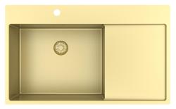 Pure.Sink Exclusivo Złoty zlew z częścią ociekową 86x52 cm Tapwing po lewej stronie PEX5086LT-60