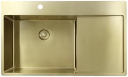 Pure.Sink Exclusivo Złoty zlew z częścią ociekową 86x52 cm Tapwing po lewej stronie PEX5086LT-60