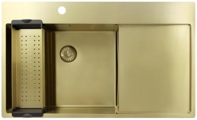 Pure.Sink Exclusivo Złoty zlew z ociekaczem 86x52 cm Bateria lewa PEX5086LT-60