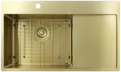 Pure.Sink Exclusivo Złoty zlew z ociekaczem 86x52 cm Bateria lewa PEX5086LT-60