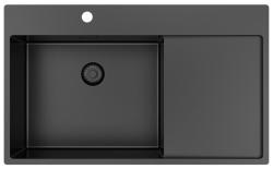 Pure.Sink Exclusivo Gun Metal zlew z obszarem ociekającym 86x52 cm Tapwing po lewej stronie PEX5086LT-61
