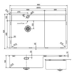 Pure.Sink Exclusivo Gun Metal zlew z obszarem ociekającym 86x52 cm Tapwing po lewej stronie PEX5086LT-61