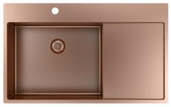 Pure.Sink Exclusivo Miedziany zlew z częścią ociekową 86x52 cm Tapwing po lewej stronie PEX5086LT-62