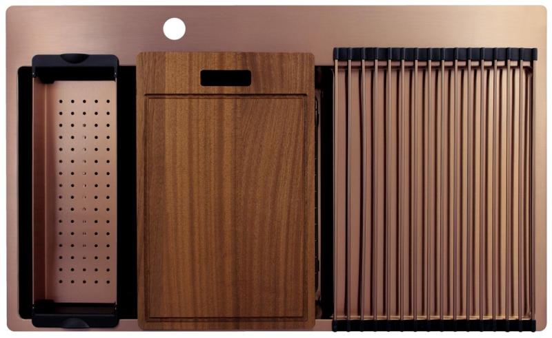 Pure.Sink Exclusivo Miedziany zlew z częścią ociekową 86x52 cm Tapwing po lewej stronie PEX5086LT-62