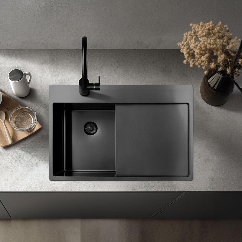 Pure.Sink Exclusivo stal nierdzewna zlew z obszarem ociekającym 86x52 cm Tapwing po prawej stronie PEX5086RT-02