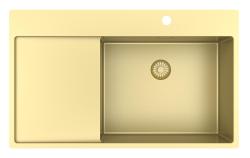 Pure.Sink Exclusivo Złoty zlew z miejscem do ociekania 86x52 cm Tapwing po prawej stronie PEX5086RT-60