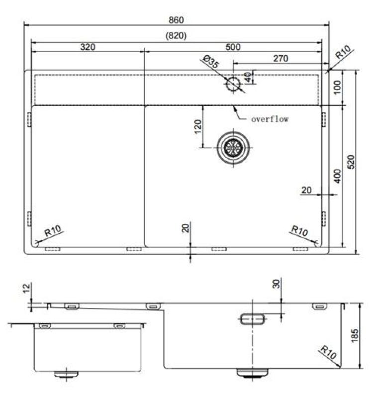 Pure.Sink Exclusivo Złoty zlew z miejscem do ociekania 86x52 cm Tapwing po prawej stronie PEX5086RT-60