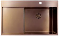 Pure.Sink Exclusivo Miedziany zlew z obszarem ociekającym 86x52 cm Tapwing po prawej stronie PEX5086RT-62