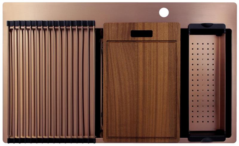 Pure.Sink Exclusivo Miedziany zlew z obszarem ociekającym 86x52 cm Tapwing po prawej stronie PEX5086RT-62