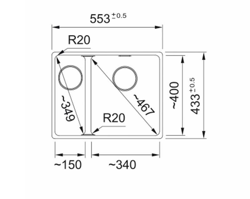 Franke Maris MRG 160-34-15 Fragranite Krem kawowy zlew Prawa strona podbudowa 125.0725.662