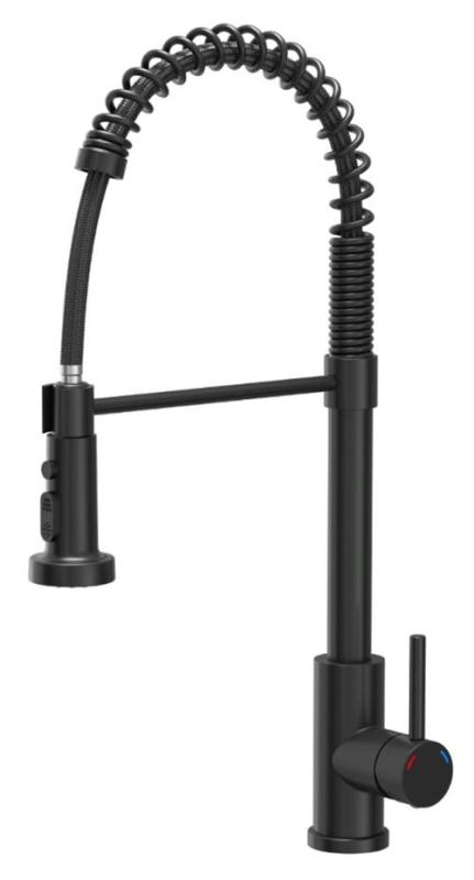 Quadri Redwick czarny kran kuchenny z półelastycznym wylewem i prysznicem z 2 rodzajami strumienia plus funkcją zatrzymania wody 1208971410