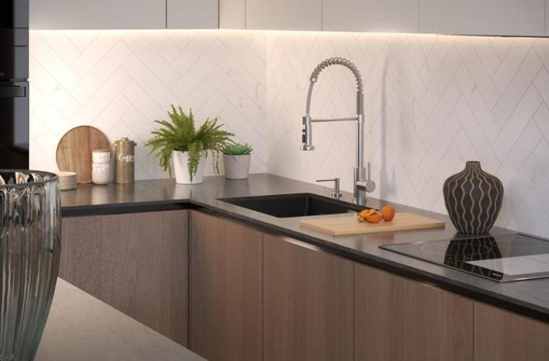 Quadri Redwick kran kuchenny ze stali nierdzewnej z pół-elastycznym wylewem i prysznicem z 2 rodzajami strumienia plus funkcją zatrzymania wody 1208971411