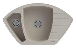 Graniteland Monte Granitowy beżowy Zlew narożny do montażu 901x538mm z wtyczką ze stali nierdzewnej 1208971414