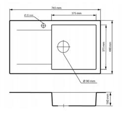 Graniteland Liri Granitowy Beżowy Zlew z Sekcją Ociekową 765x448 mm 1208971439