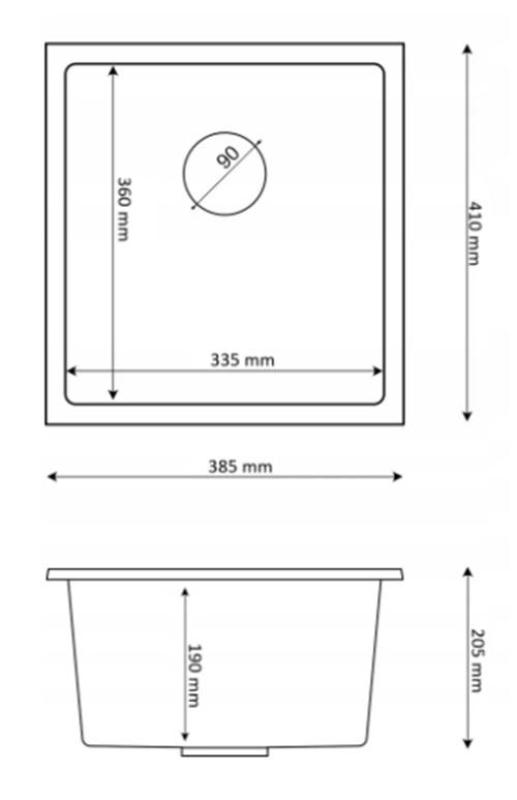 Graniteland Miniva Granitowy Zlew Biały do zabudowy 385x410 mm 1208971452