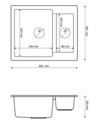 Graniteland Adda Granitowy Biały 1.5 Zlew Nawierzchniowy 600x495mm 1208971455